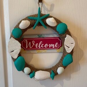 Coastal Seashell Wreath with Teal and White Accents